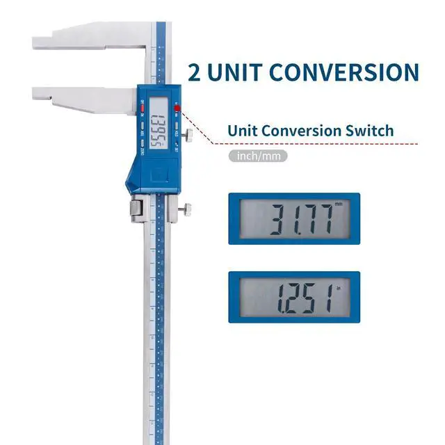Alt view image 2 of 6 - 0-24"/600mm Heavy Duty Long Jaw Absolute Origin Digital Caliper, IP54 Stainless Steel Electronic Measuring Tool, in/mm Conversion, Accurary ±0.002"/0.05mm, Resolution 0.0005"/0.01mm