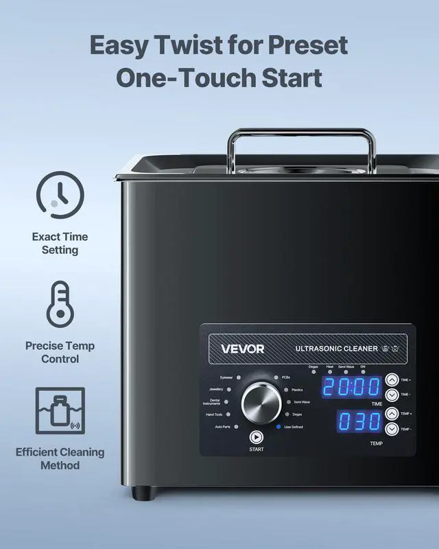 Alt view image 3 of 6 - 10L Ultrasonic Cleaner, Professional Ultrasonic Cleaner Machine with Knob Control, Stainless Steel Cleaning Machine with Basket and Cleaning Ball, for Watches, Razors, Jewelry, Coins and More