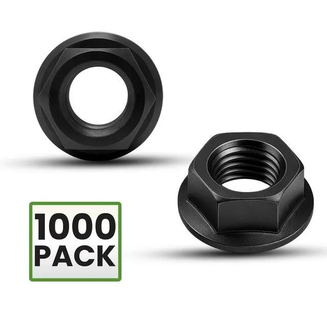 Alt view image 2 of 6 - M8 x 1.25 Black Zinc Finish Durable Flange Nuts 1000 Pack | Durable Corrosion Resistant Finish, Great for Crafts DIY, Replacement Heavy Duty Hardware