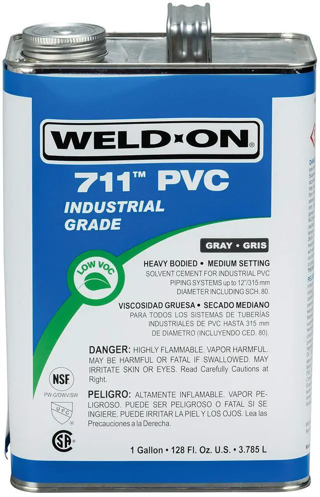 Alt view image 4 of 4 - 10117 711 Industrial Grade PVC Heavy-Bodied High Strength Solvent Cement - Medium-Setting and Low-VOC, Gray, 1 Gallon (128 fl oz)