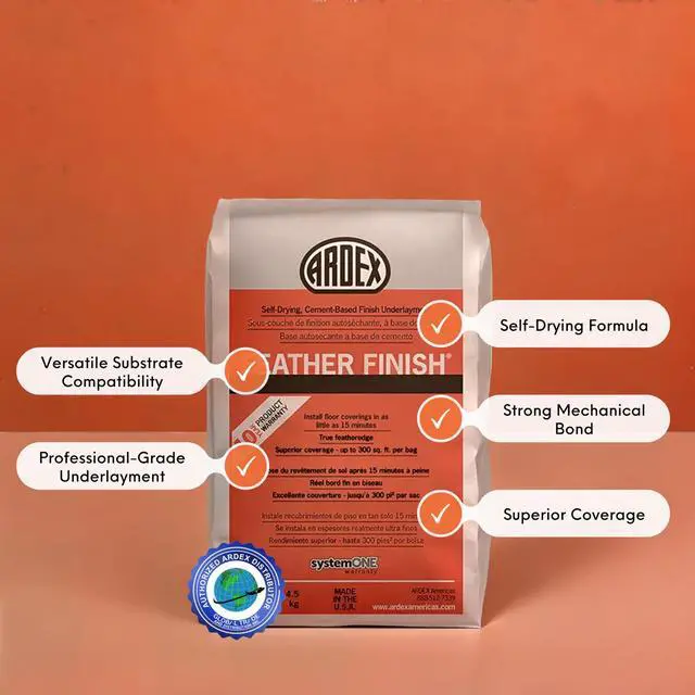 Alt view image 2 of 6 - Feather Finish, Quick-Setting, Self-Drying, Cement-Based Flooring Underlayment for Smooth, Durable Floor Preparation Exceptional Bond Strength for Interior Use White Colored, 10 lbs - Pack of 5
