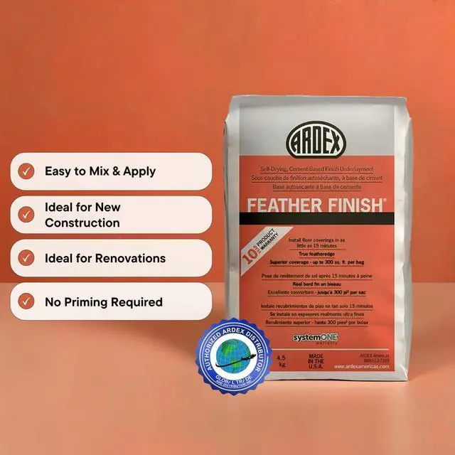 Alt view image 3 of 6 - Feather Finish, Quick-Setting, Self-Drying, Cement-Based Flooring Underlayment for Smooth, Durable Floor Preparation Exceptional Bond Strength for Interior Use White Colored, 10 lbs - Pack of 5