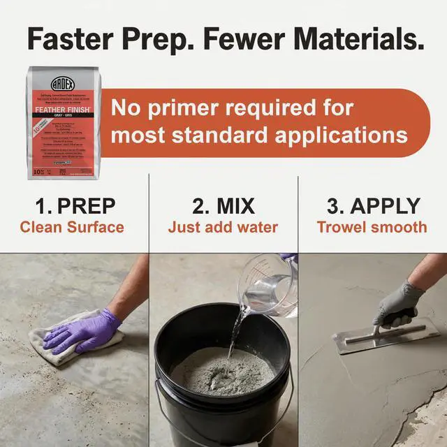 Alt view image 5 of 6 - Feather Finish, Quick-Setting, Self-Drying, Cement-Based Flooring Underlayment for Smooth, Durable Floor Preparation Exceptional Bond Strength for Interior Use White Colored, 10 lbs - Pack of 5