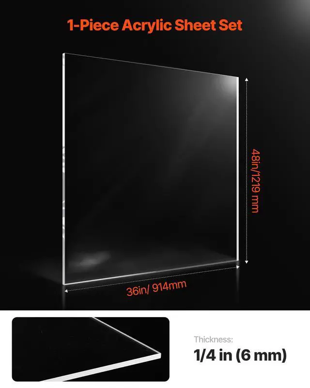 Alt view image 2 of 6 - Plexiglass Acrylic Sheet, 1 Pack Plastic Sheet, 36 x 48 Inch 1/4 Inch Thick Clear Plastic Cast Transparent Glass for Crafting Projects, Replacement Picture Frame Glass, DIY Display, Easy to Cut