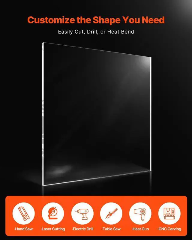 Alt view image 5 of 6 - Plexiglass Acrylic Sheet, 1 Pack Plastic Sheet, 36 x 48 Inch 1/4 Inch Thick Clear Plastic Cast Transparent Glass for Crafting Projects, Replacement Picture Frame Glass, DIY Display, Easy to Cut