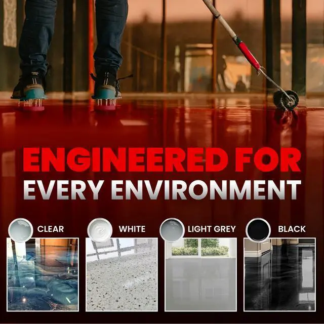Alt view image 4 of 6 - Self Leveling Epoxy Resin Kit ANE Garage Floor Epoxy Kit Spreads Seamlessly. Durable, Industrial Grade Clear Epoxy Resin for Concrete Floors and Countertops - Light Grey