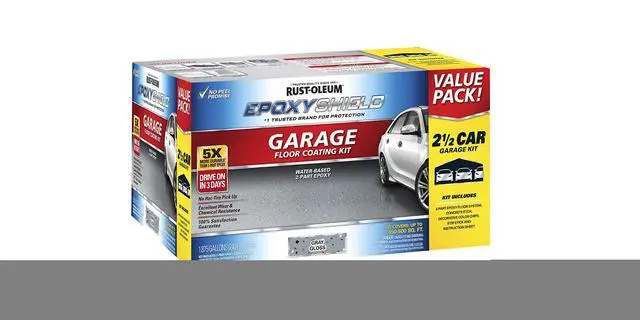 Alt view image 2 of 6 - 261845 EPOXYSHIELD Garage Floor Coating Kit, 2.5 Car, Gloss Gray