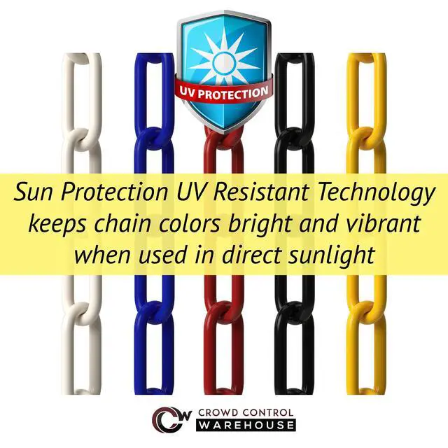 Alt view image 5 of 6 - Montour Line Plastic Stanchion Red 2.5 Inch Diameter with 50 Foot Chain, 6-Pack, Crowd Control Barriers