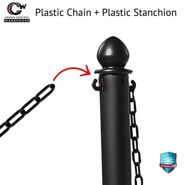 Alt view image 6 of 6 - Montour Line Plastic Stanchion Red 2.5 Inch Diameter with 50 Foot Chain, 6-Pack, Crowd Control Barriers