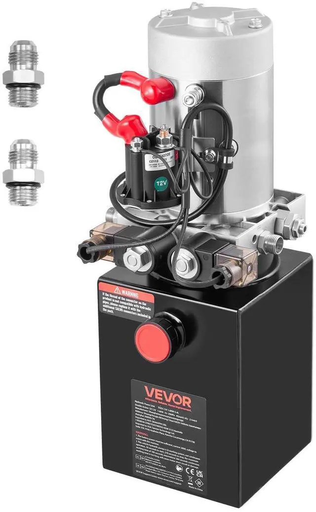 Main image of 4 Quart Hydraulic Power Unit, Double Acting Dump Trailer Pump, 3200 PSI Max Relief Pressure & 0.91 GPM Flow Rate, DC 12V Hydraulic Pump with Metal Reservoir for Dump Trailer Car Lifting, Black