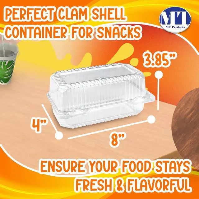 Alt view image 2 of 5 - Clear Plastic Hinged Loaf Containers 8" x 4" x 3.85" - Disposable Medium Hoagie Container (Pack of 500) - Made in the USA