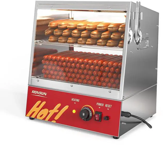 Main image of 32QT/30L Hot Dog Steamer, 2-Tier Hut Steamer, Hot Dog Steamer Bun Warmer Cooker 175 Hot Dogs & 40 Buns Capacity with Drawer, Removable Shelves, Food Clip for Party Event Concession Stand