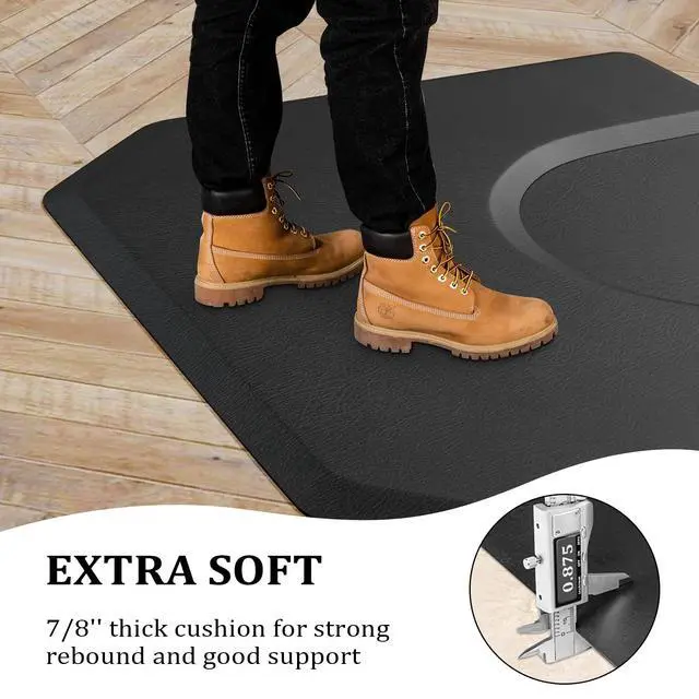 Alt view image 3 of 6 - Salon Mat for Hair Stylist 4x5 Anti Fatigue Barber Floor Mat with Round Base, Salon Chair Mat for Hairdresser Standing, Barbershop Beauty Spa Styling Shampoo Equipment