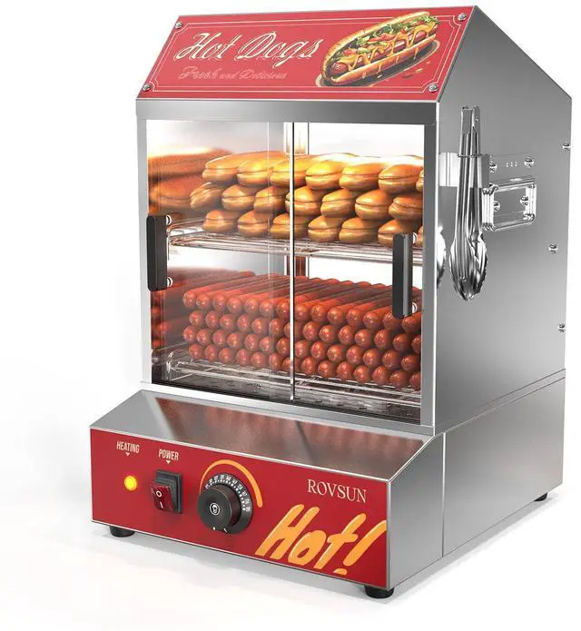 Main image of 31.7QT/30L Hot Dog Steamer, 2-Tier Hot Dog Hut Steamer with 175 Hot Dogs & 40 Buns Capacity, Bun Warmer Cooker with Removable Shelves Food Clip for Party Event Concession Stand