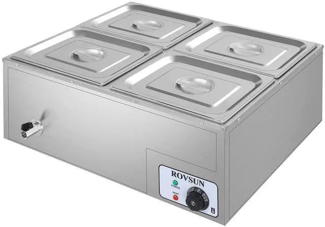 Main image of 42.3QT Electric Commercial Food Warmer, 4-Pan Steam Table Countertop, 10.6 QT/Pan Stainless Steel Bain Marie Buffet with Temperature Control & Lid for Parties, Catering, Restaurants 1200W 110V