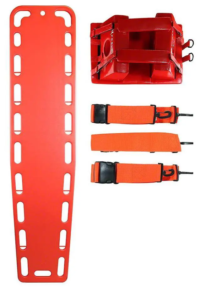 Alt view image 2 of 2 - Spineboard with Straps and Head Immobilizer - Orange Combo
