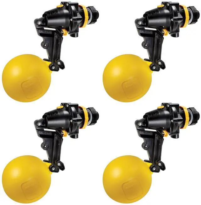 Main image of J-TPV0075DLT Topaz Trough Valve with 4.9"-Wide Float, 200L/Min, 100PSI, Detach Long Tail, 3/4" NTP Inlet, Yellow/Black (4)