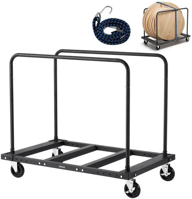 Main image of Folding Table Cart, 1800LBS Heavy Duty Table Trolley with 5" Swivel Wheels, Drywall Dolly for Garage, Home, Warehouse, Party Event Hotel Furniture 10 Table Capacity, Black