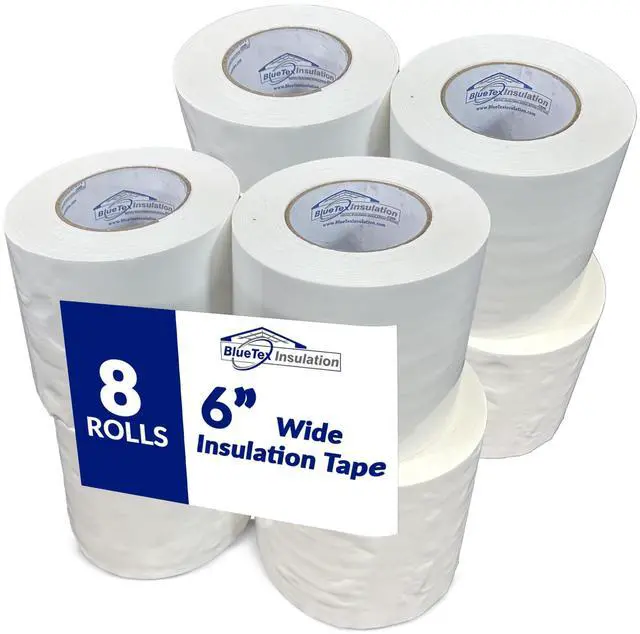 Main image of 6" Wide x 180' Long White Vapor Barrier Seam Tape - 8 Roll Bulk Pack, Waterproofing & Great for Crawlspaces, Insulation Repair, Underlayment Seams, Metal Building Insulation Seams