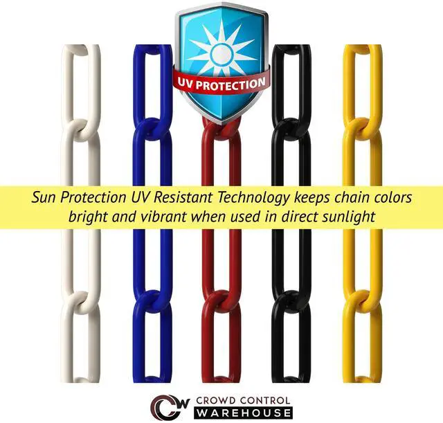 Alt view image 5 of 6 - Montour Line Plastic Stanchion Black 2.5 Inch Diameter with 50 Foot Chain, 6-Pack, Crowd Control Barriers