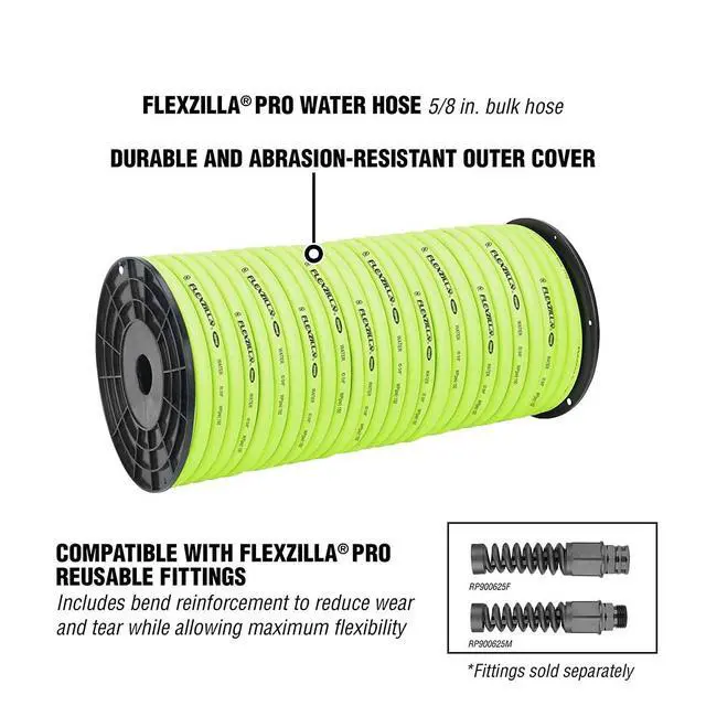 Alt view image 3 of 6 - Pro Water Hose, Bulk Plastic Spool, 5/8 in. x 250 ft., Heavy Duty, Lightweight, ZillaGreen - HFZ58250YW