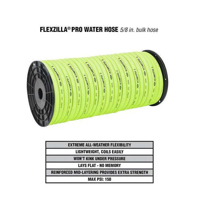 Alt view image 4 of 6 - Pro Water Hose, Bulk Plastic Spool, 5/8 in. x 250 ft., Heavy Duty, Lightweight, ZillaGreen - HFZ58250YW