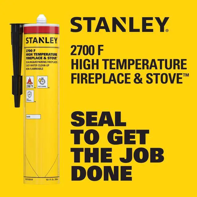 Alt view image 2 of 6 - 2700F High Temp Black Fireplace & Stove Sealant (12x10.1oz) Heat Resistant Fire Caulk for Chimneys, Ovens, Grills, Wood Stoves Non-Flammable, Fast Drying, Paintable Cartridge, 12 Pack