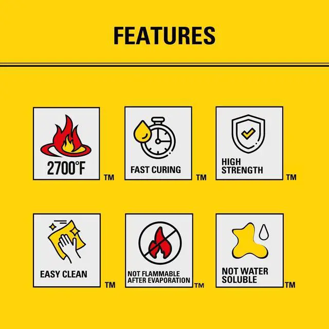 Alt view image 3 of 6 - 2700F High Temp Black Fireplace & Stove Sealant (12x10.1oz) Heat Resistant Fire Caulk for Chimneys, Ovens, Grills, Wood Stoves Non-Flammable, Fast Drying, Paintable Cartridge, 12 Pack
