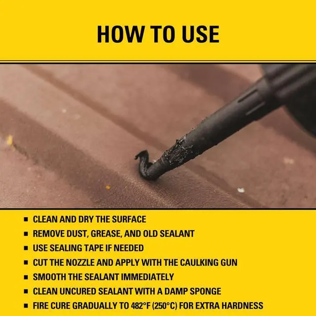 Alt view image 4 of 6 - 2700F High Temp Black Fireplace & Stove Sealant (12x10.1oz) Heat Resistant Fire Caulk for Chimneys, Ovens, Grills, Wood Stoves Non-Flammable, Fast Drying, Paintable Cartridge, 12 Pack