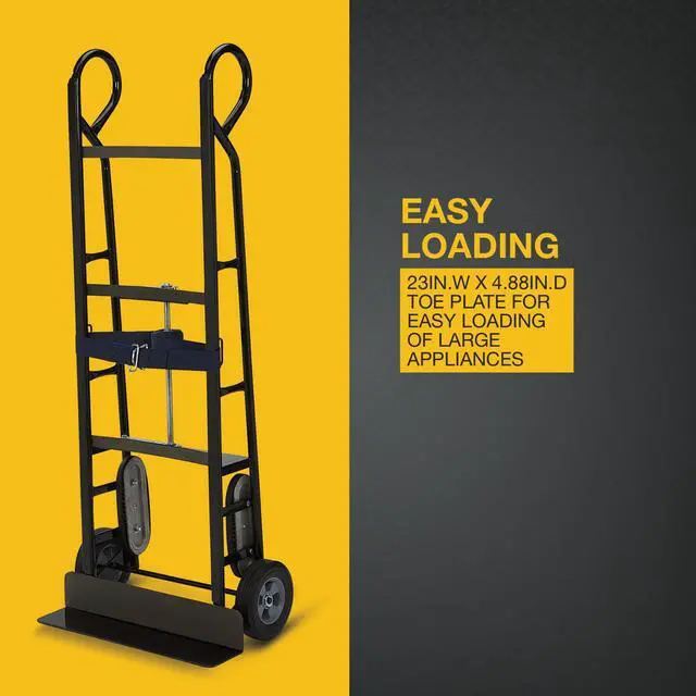 Alt view image 4 of 6 - Appliance Hand Truck 800 Lb Capacity, Heavy Duty Carbon Steel Dolly with Ratcheting Belt, 8 in. Solid Rubber Wheels, 58-1/4 in. H, Moving Dolly for Refrigerator, Washer, Dryer and Furniture