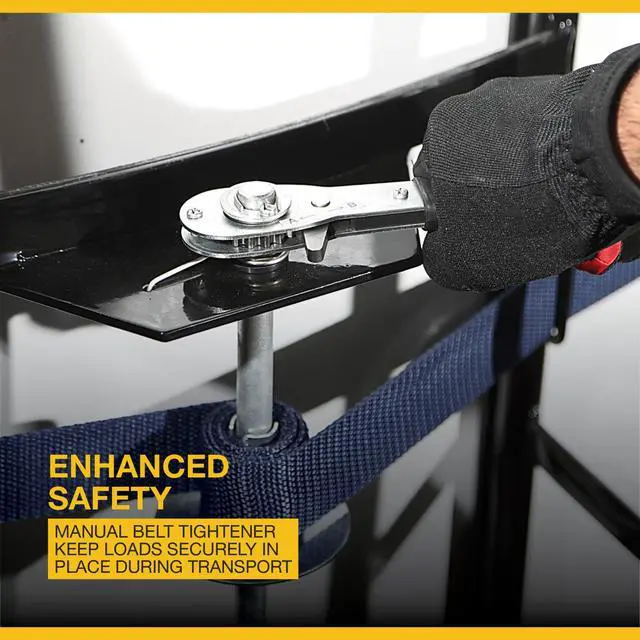 Alt view image 5 of 6 - Appliance Hand Truck 800 Lb Capacity, Heavy Duty Carbon Steel Dolly with Ratcheting Belt, 8 in. Solid Rubber Wheels, 58-1/4 in. H, Moving Dolly for Refrigerator, Washer, Dryer and Furniture