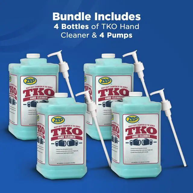 Alt view image 4 of 6 - Zep Heavy-Duty TKO Industrial Hand Cleaner - 1 Gallon (Case of 4) - 1049524 - For Industrial Professionals Such As Mechanics, Four Pumps Included