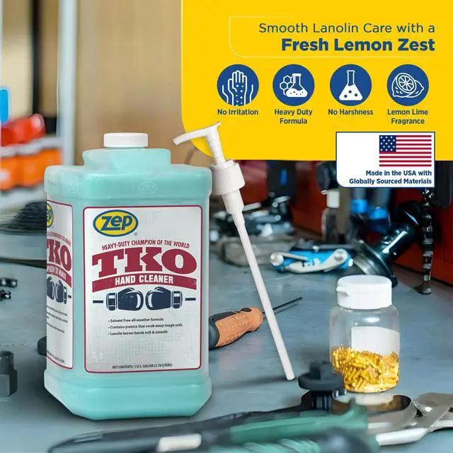 Alt view image 5 of 6 - Zep Heavy-Duty TKO Industrial Hand Cleaner - 1 Gallon (Case of 4) - 1049524 - For Industrial Professionals Such As Mechanics, Four Pumps Included