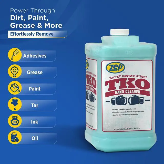 Alt view image 6 of 6 - Zep Heavy-Duty TKO Industrial Hand Cleaner - 1 Gallon (Case of 4) - 1049524 - For Industrial Professionals Such As Mechanics, Four Pumps Included
