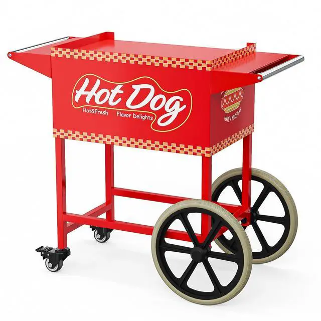 Main image of Hot Dog Cart - Mobile Stand for 5-7 Rollers Hot Dog Machine with Shelfs, Handles & Wheels, Concession Stands, Fairs, Events Use