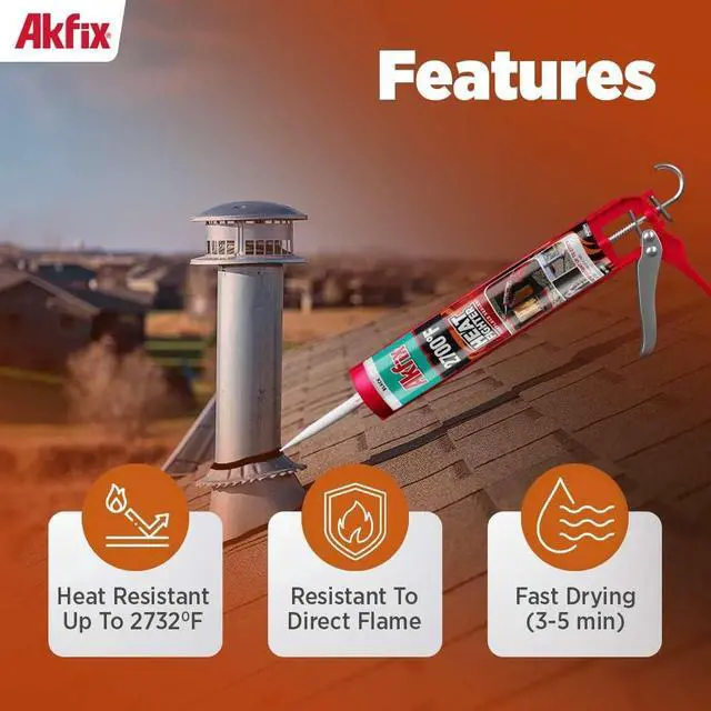 Alt view image 3 of 6 - Heat Fighter Black Fireplace Sealant - 2700 °F (12x10.1 oz.) - Heat Resistant Fireplace Stove Caulk for Chimneys, Ovens, Grills, Wood Stoves | Non-Flammable, Quick-Drying & Paintable Cartridge