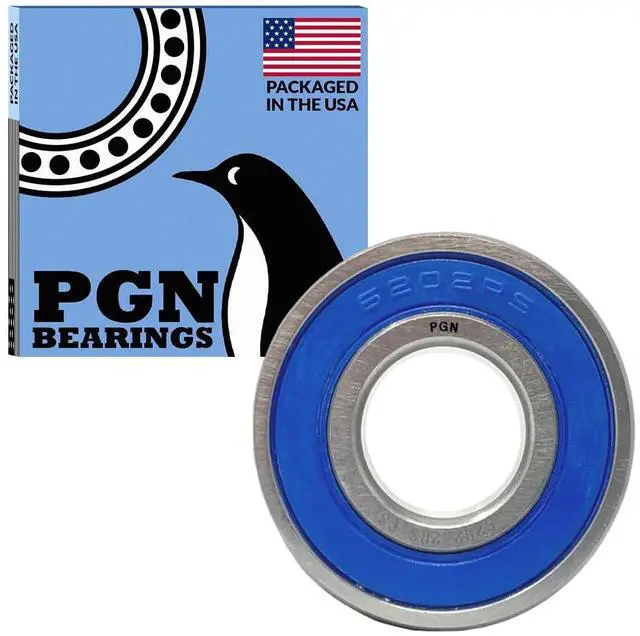 Main image of PGN (100 Pack) 6202-2RS Bearing - Lubricated Chrome Steel Sealed Ball Bearing - 15x35x11mm Bearings with Rubber Seal & High RPM Support