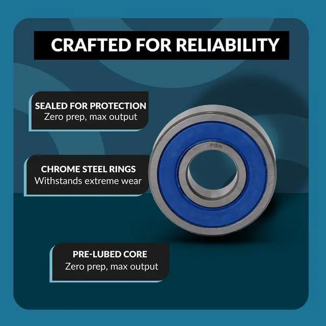 Alt view image 4 of 6 - PGN (100 Pack) 6202-2RS Bearing - Lubricated Chrome Steel Sealed Ball Bearing - 15x35x11mm Bearings with Rubber Seal & High RPM Support
