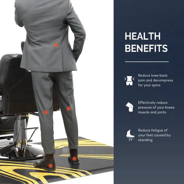 Alt view image 3 of 6 - Salon Mat for Hair Stylist 4x5 Anti Fatigue Barber Floor Mat with Round Base, Salon Chair Mat for Hairdresser Standing, Barbershop Beauty Spa Styling Shampoo Equipment