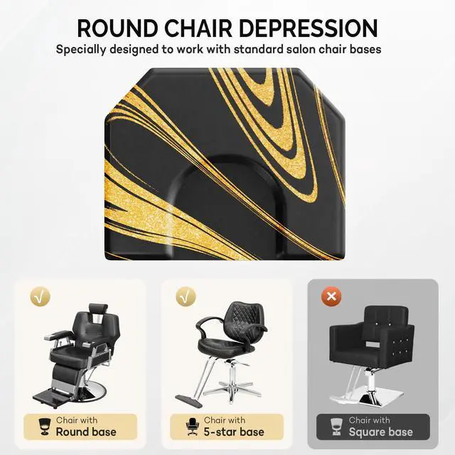 Alt view image 4 of 6 - Salon Mat for Hair Stylist 4x5 Anti Fatigue Barber Floor Mat with Round Base, Salon Chair Mat for Hairdresser Standing, Barbershop Beauty Spa Styling Shampoo Equipment