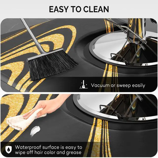 Alt view image 5 of 6 - Salon Mat for Hair Stylist 4x5 Anti Fatigue Barber Floor Mat with Round Base, Salon Chair Mat for Hairdresser Standing, Barbershop Beauty Spa Styling Shampoo Equipment