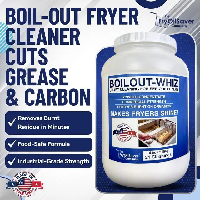 Alt view image 2 of 6 - 32LB Boil-Out Whiz Deep Fryer Cleaner - Degreaser Powder for Commercial Kitchen Cleaning Oil Saver - Deep Fryer Pot & Coil Safe - Extend Oil Life, Save Time & Energy - by FryOilSaver Co