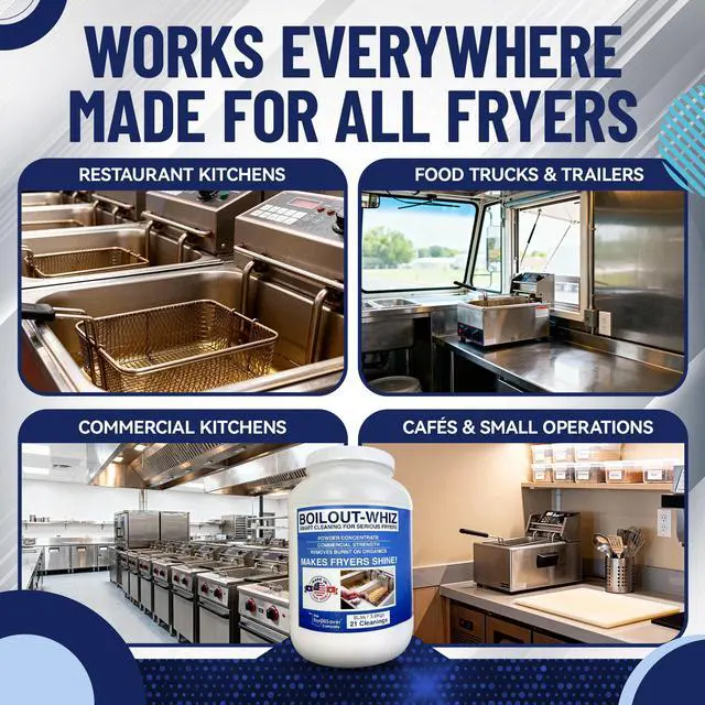 Alt view image 5 of 6 - 32LB Boil-Out Whiz Deep Fryer Cleaner - Degreaser Powder for Commercial Kitchen Cleaning Oil Saver - Deep Fryer Pot & Coil Safe - Extend Oil Life, Save Time & Energy - by FryOilSaver Co