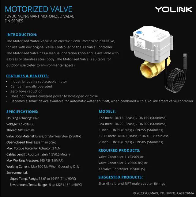 Alt view image 4 of 6 - X3 Valve Controller Kit, 1-1/4" Brass Motorized Ball Valve, LoRa Long Range, 10+ Year Lithium, D2D with Leak Sensors & Fob, App Control & Schedules, Alexa/IFTTT/Home Assistant, Hub Required