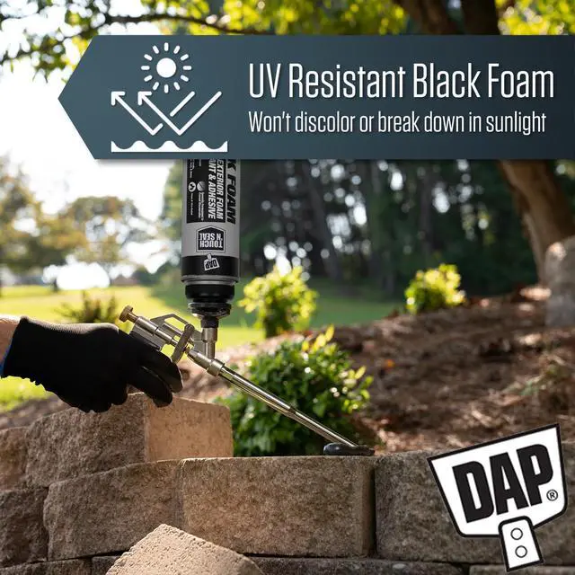 Alt view image 2 of 6 - DAP Touch N Seal Black Spray Foam Sealant for RV, Pond, Waterfall & Landscape - UV Resistant, Class A Fire Rated, Waterproof, Polyurethane Adhesive with Gloves and Foam Gun (Pack of 12)