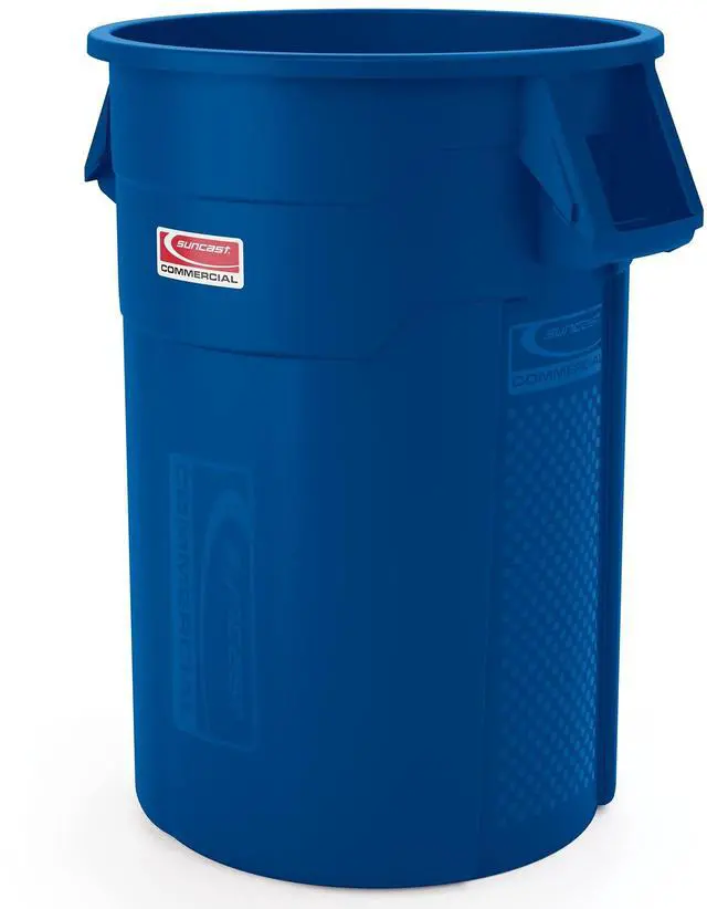 Main image of Products 44 Gallon Trash Can with Vented Channels, Ergonomic Handles, Rolled Upper Lip, Made in the USA, Blue, Made in the USA