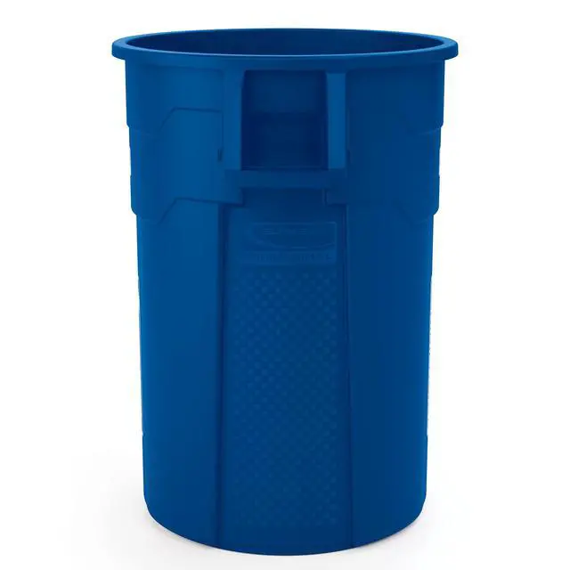 Alt view image 2 of 4 - Products 44 Gallon Trash Can with Vented Channels, Ergonomic Handles, Rolled Upper Lip, Made in the USA, Blue, Made in the USA