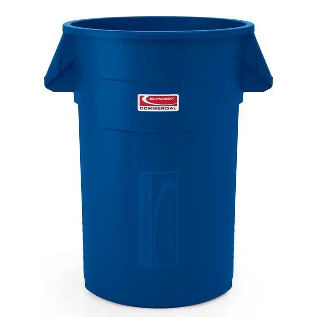 Alt view image 3 of 4 - Products 44 Gallon Trash Can with Vented Channels, Ergonomic Handles, Rolled Upper Lip, Made in the USA, Blue, Made in the USA