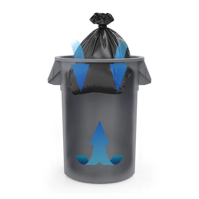 Alt view image 4 of 4 - Products 44 Gallon Trash Can with Vented Channels, Ergonomic Handles, Rolled Upper Lip, Made in the USA, Blue, Made in the USA