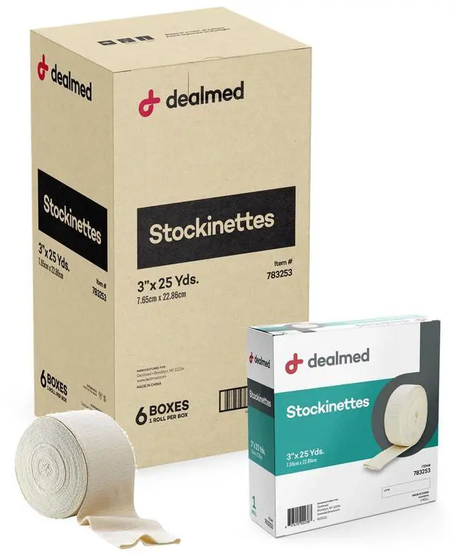Main image of Cotton Stockinette, 3 x 25 yds, Tubular Bandage Sleeve, Comfort Breathable Dressing for Skin Protection, Compression, Casts, Edema and Lymphedema Support (6 Rolls)